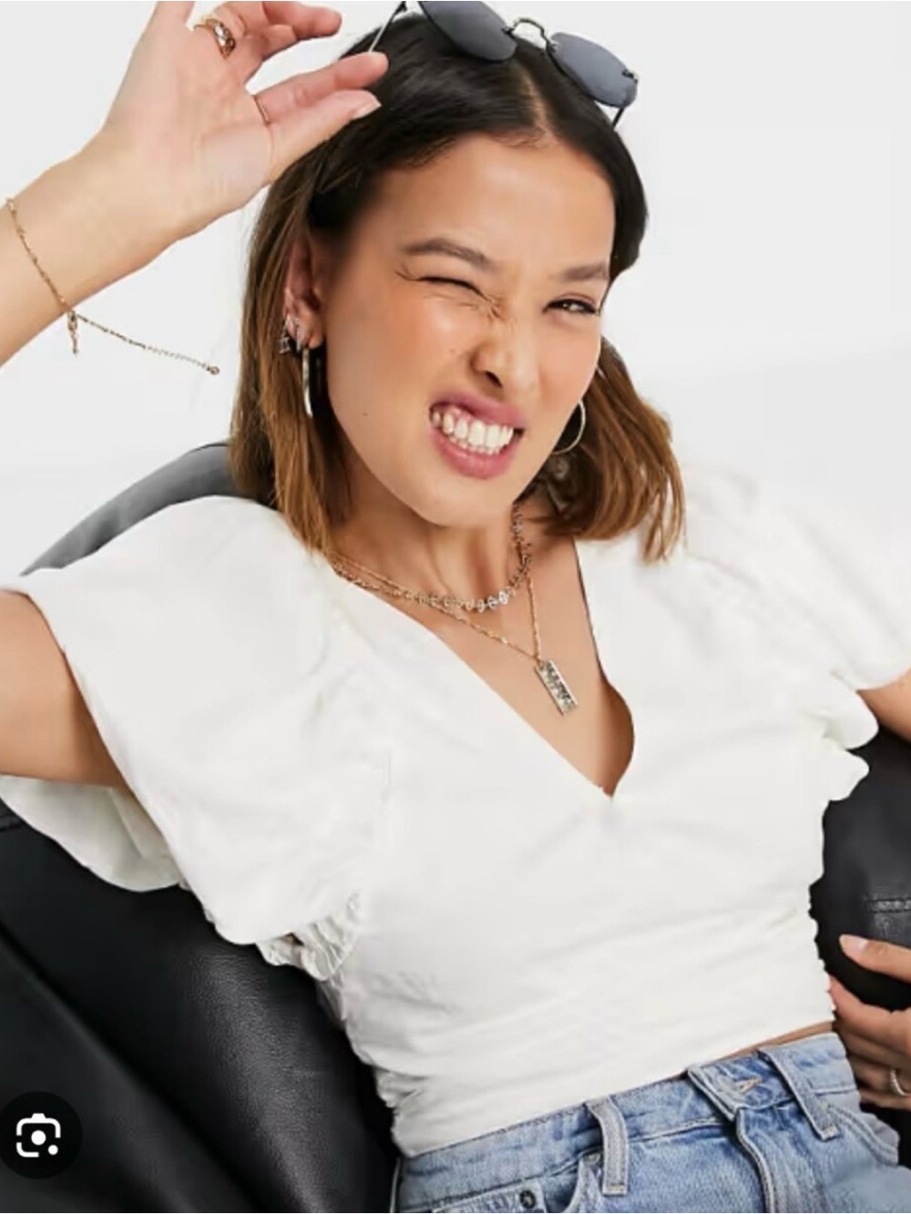 Free People can't get enough wrap top with puffed sleeves in poplin